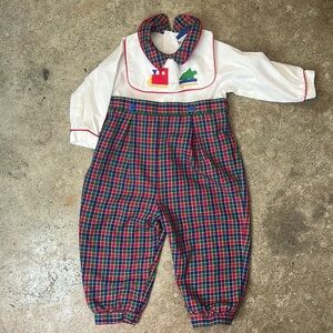 Vintage Robert Jackson Baby Bodysuit / Outfit Reversible Bib Christmas